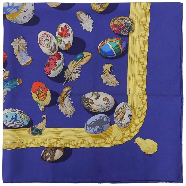 Carré 90 Couvée d'Hermès Scarf Blue/Multi in Blue Silk from VINTAGE QOO TOKYO