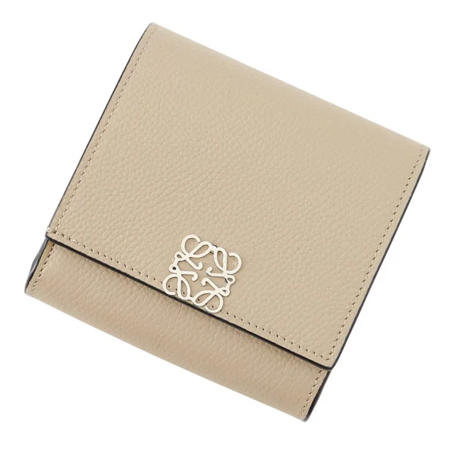 Loewe Anagram Compact Flap Wallet SandC821L57X01 2150 Pebble Grain Calf Leather in Calfskin from GALLERY RARE