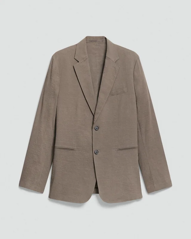 Theory Standard Blazer in Good Linen in MOREL 62% Linen, 36% Viscose, 2% Elastane, photo 6 of 12 from Theory