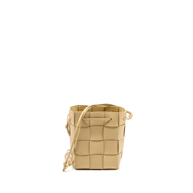 Bottega Veneta Small Cassette Bucket Bag Lambskin Beige in Beige Lambskin from EMIER