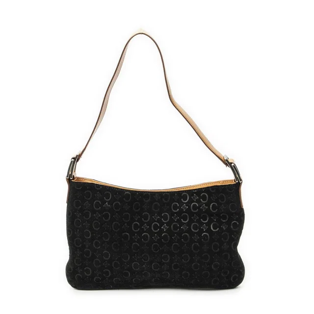 Celine Flap Shoulder Bag Black Brown Macadam Suede Leather in Black Suede from The Reluxe
