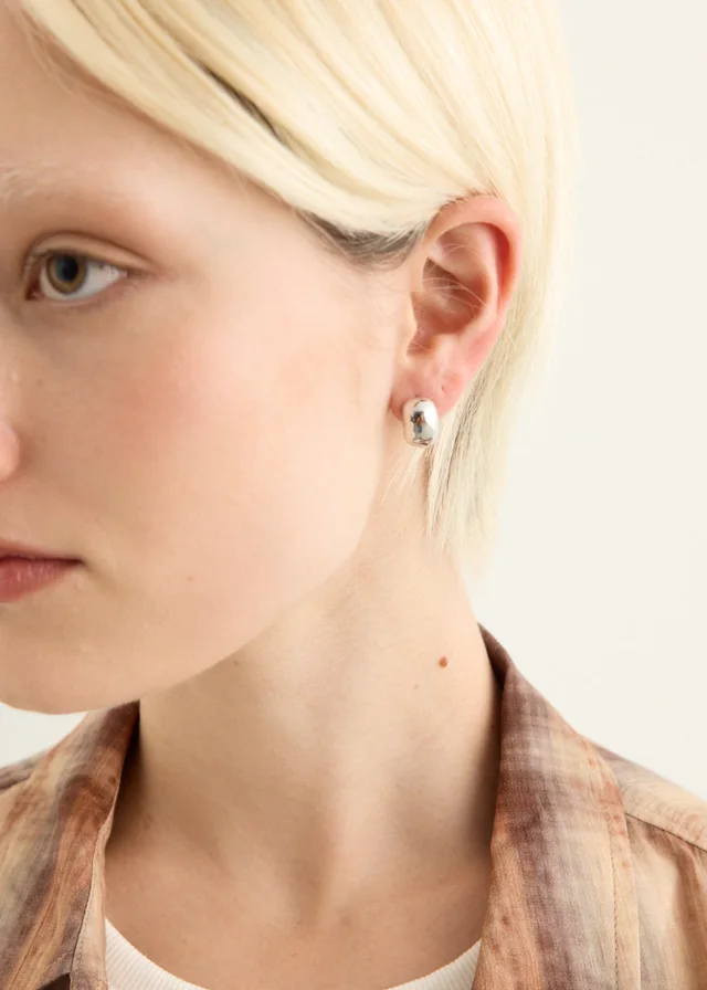 Incu Collection Silver Semi Dome Earrings in Metallic from Incu, photo 1 of 1