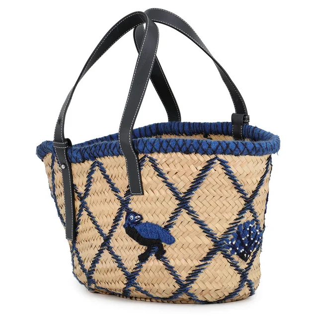Loewe William De Morgan Collaboration Animal Basket Bag Natural/Blue/Navy Raffia Leather Size Large in Beige Raffia from GALLERY RARE, photo 2 of 2