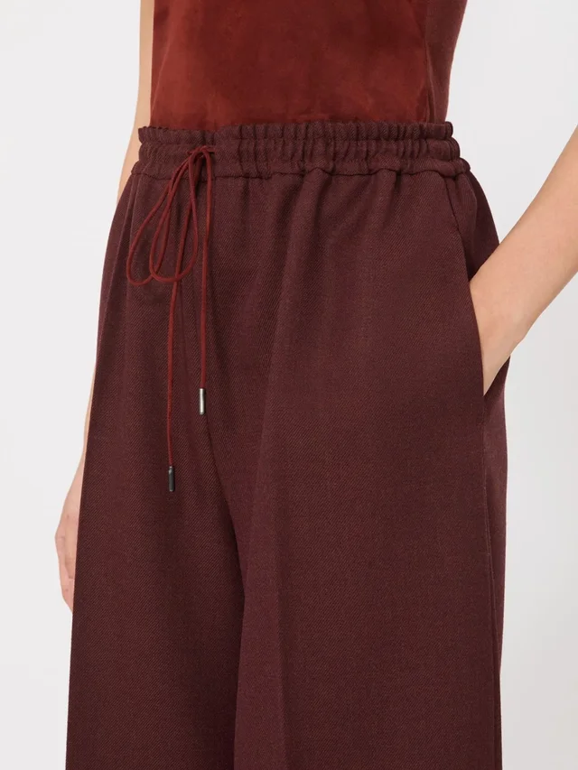 Max Mara Denim-effect wool wide-leg trousers - Rust, photo 4 of 5 from SENSER