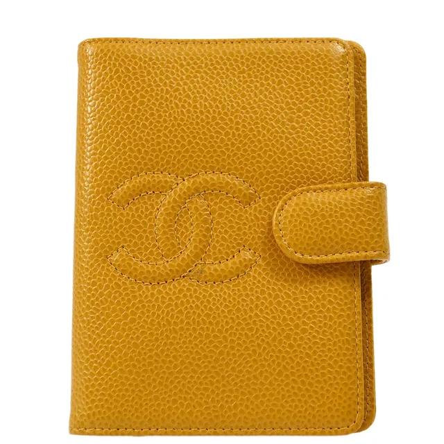 Chanel 2001-2003 Yellow Caviar Notebook Cover in Yellow Caviar leather from AMORE Vintage Tokyo