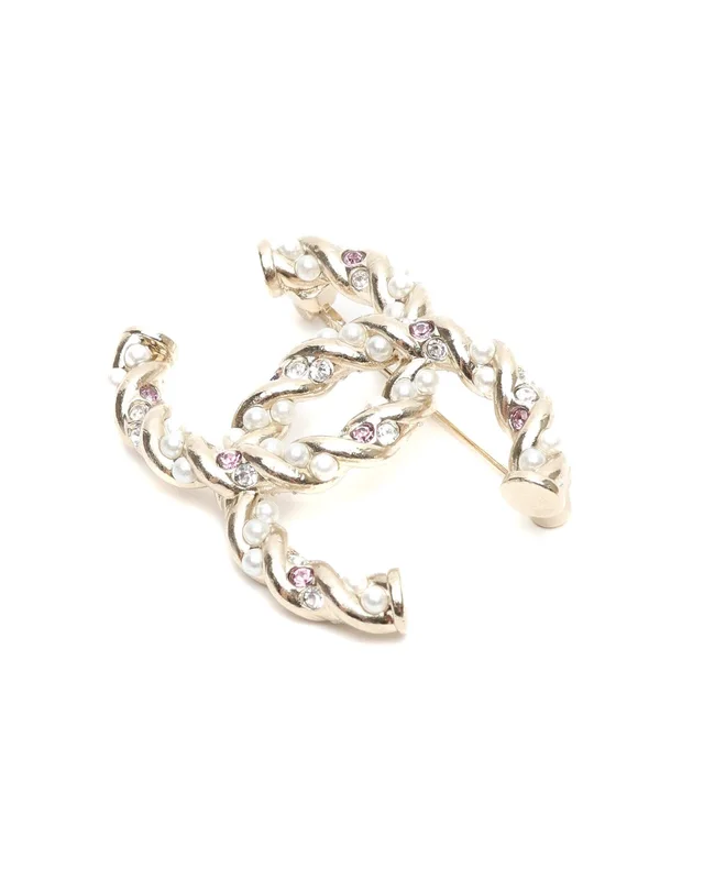 Chanel CC Pearl and Rhinestone Brooch in Silk from A Retro Tale, photo 2 of 5