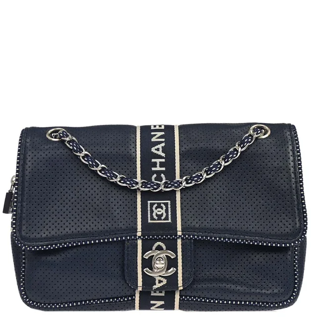 Chanel 2005-2006 Navy Perforated Lambskin Sport Line Shoulder Bag in Navy Lambskin from AMORE Vintage Tokyo