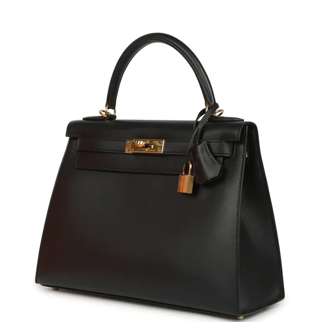 Hermès Kelly Sellier 28 Black Sombrero Gold Hardware in Black Goatskin from Madison Avenue Couture, photo 2 of 2