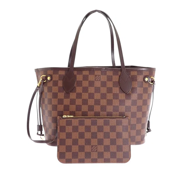 Brown Louis Vuitton Damier Ebene Neverfull PM Tote Bag in Brown Canvas from Designer Revival