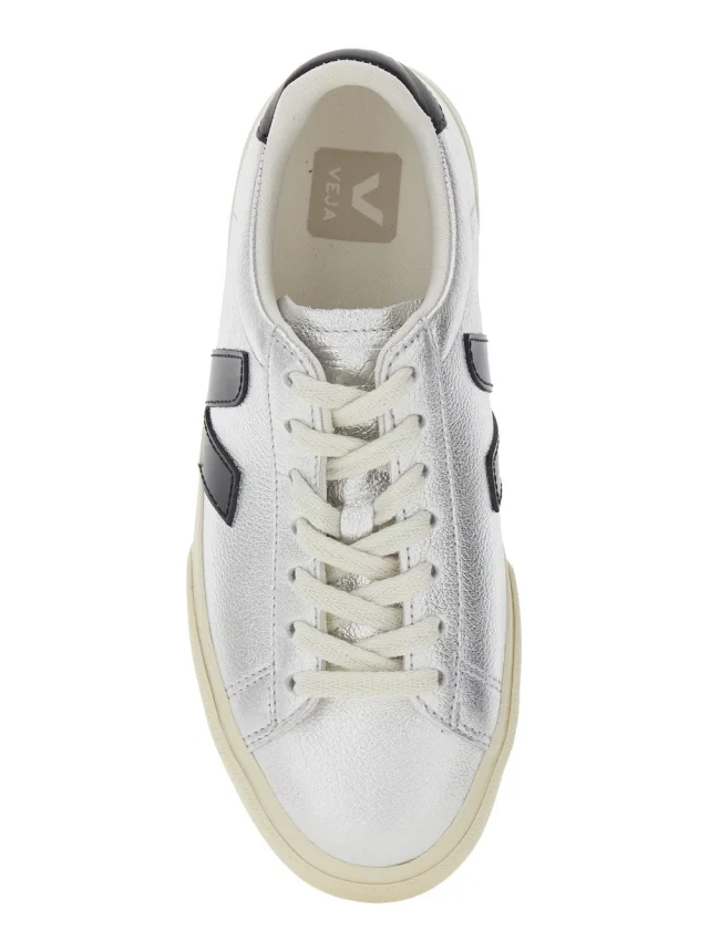 VEJA Sneaker 'Campo' with Contrast Heel with Lettering Logo and Logo Patch on the Side in Metallic Leather Unisex in 100% Organic Traced leather, photo 5 of 6 from Gaudenzi Boutique