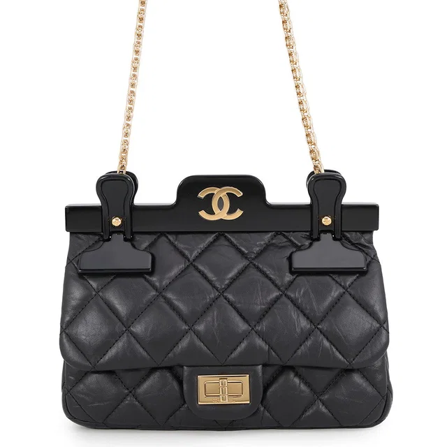 Chanel 2.55 Reissue Hanger Shoulder Bag 2016 Limited Edition Black Lambskin Size Small in Black Lambskin from GALLERY RARE