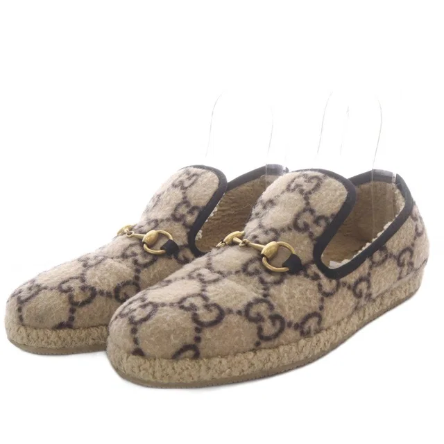 Gucci Loafers Slip-on GG Wool Horsebit Beige in Beige Wool from The Reluxe