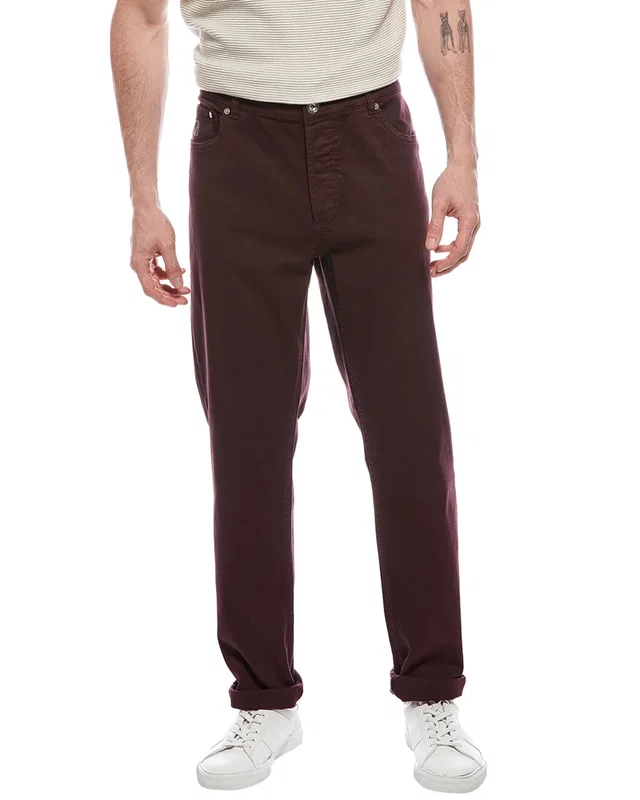 Brunello Cucinelli Oxblood Traditional Fit Jean, image 1 of 1 from Gilt