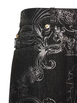 Versace Straight Jeans with Floral Print in 100% Cotton, 0% Calf, photo 5 of 8 from LUISAVIAROMA