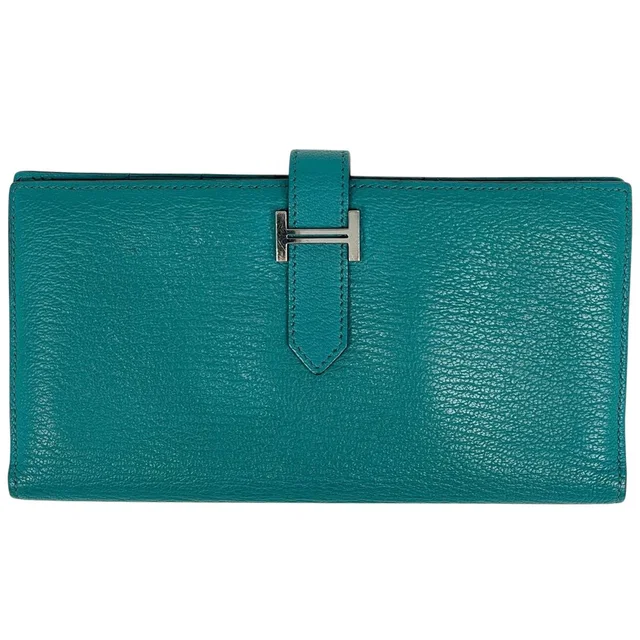 Hermès Bearn Soufflet Wallet Chevre Malachite in Goatskin from The Reluxe