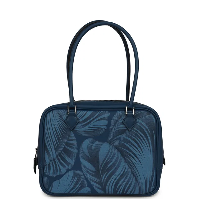 Hermès "Tulipomanie" Mini Plume 21 Bag Deep Bleu Swift Palladium Hardware in Blue Swift leather from Madison Avenue Couture
