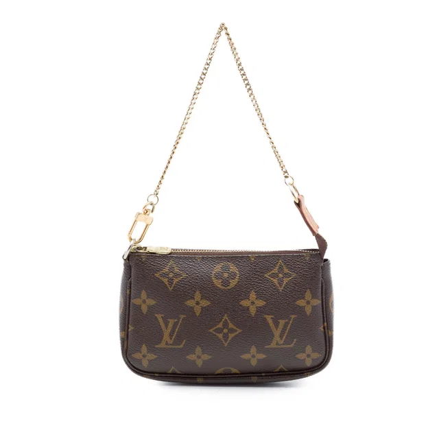Brown Louis Vuitton Monogram Mini Pochette Accessoires Handbag in Brown Coated canvas from Designer Revival