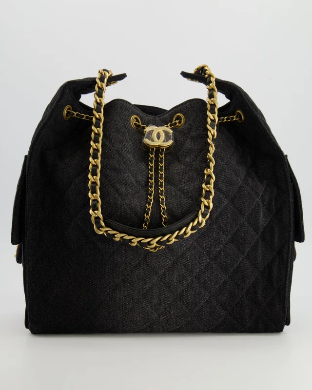 Chanel Medium 25 Hobo Bag in Black Denim from Sellier