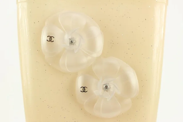 Chanel Size 41 Ivory Camellia Jelly Rain Boot in White from Bagriculture