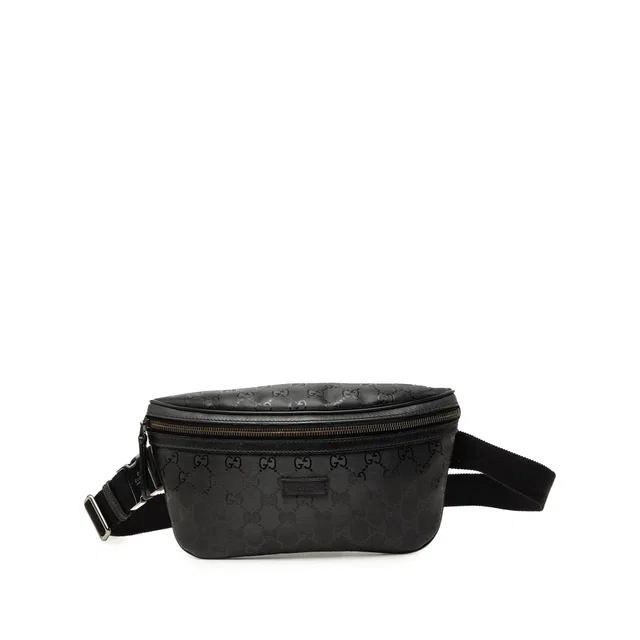 Black Gucci GG Imprime Belt Bag in Black Coated canvas from Designer Revival