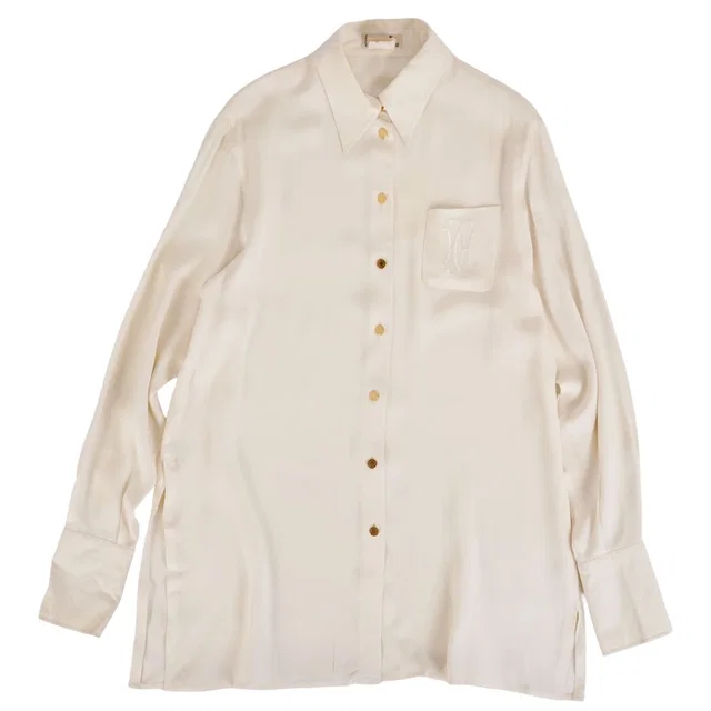Hermès Vintage Shirt Blouse Sellier Buttons Longs in Silk from The Reluxe
