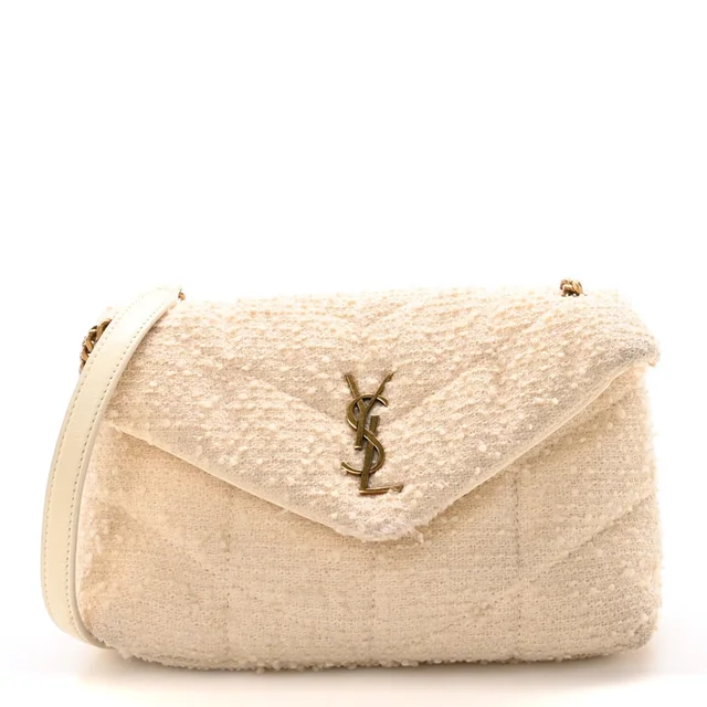 Saint Laurent Loulou Puffer Bouclé Tweed Bag - Ivory in White Tweed from H&T