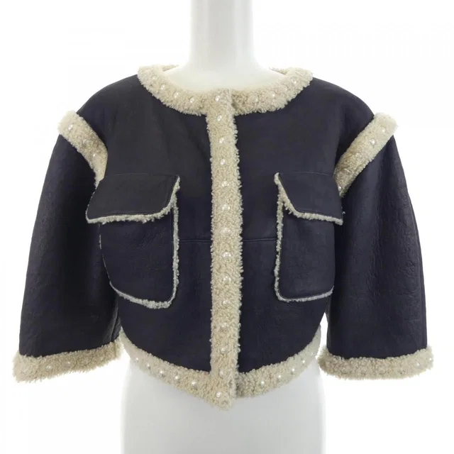 Chanel 14B Shearling Jacket Navy in Navy from The Reluxe