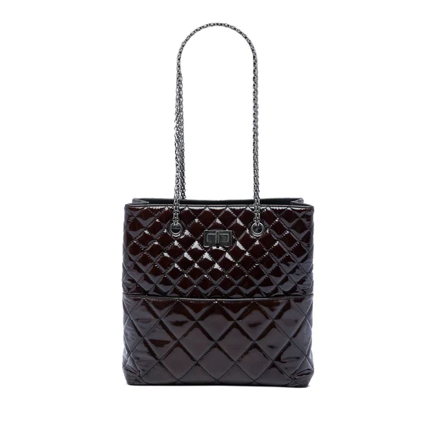 Brown Chanel Quilted Patent Reissue 2.55 Tote in Brown Patent leather from Designer Revival