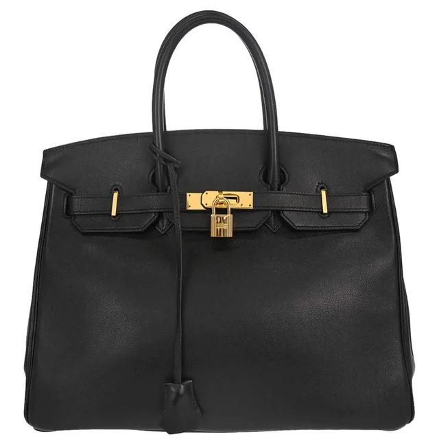 Hermès Black Gulliver Birkin 35 Handbag in Black from AMORE Vintage Tokyo