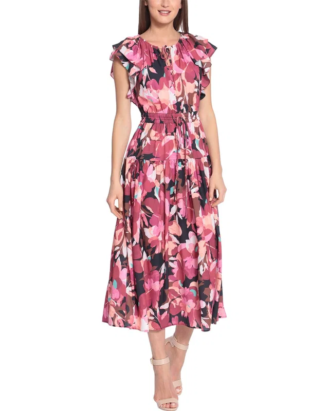 Maggy London Ruffle Sleeve Midi Dress, image 1 of 1 from Rue La La