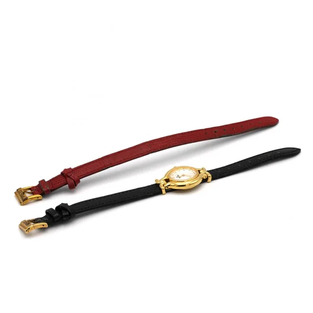 [Unserviced - Value Price] FENDI 640L GP Quartz in Dial color: Silver Band color: black Case: Gold plated Bracelet: Strap from KOMEHYO, photo 6 of 7