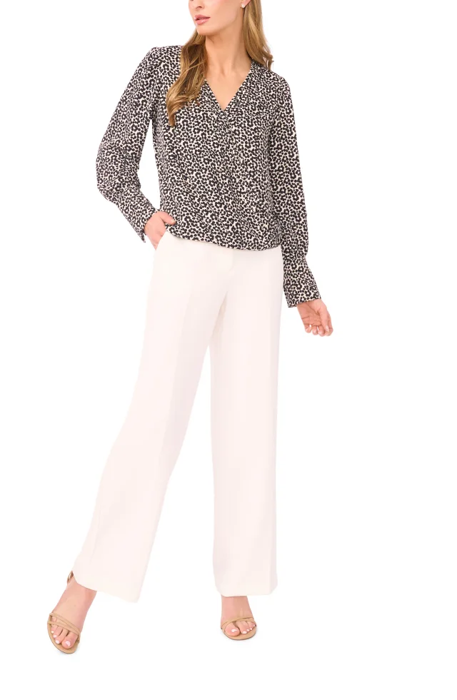 Halogen® Dot Flower Print Long Sleeve Wrap Top, photo 5 of 5 from Nordstrom Rack