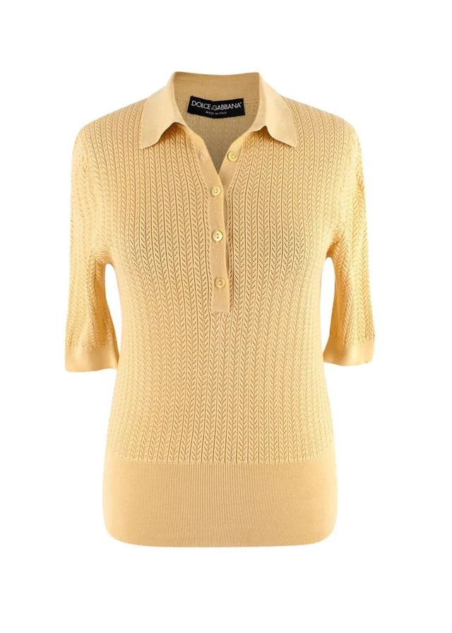 Dolce & Gabbana Yellow Crocheted silk top in Yellow Silk from HEWI