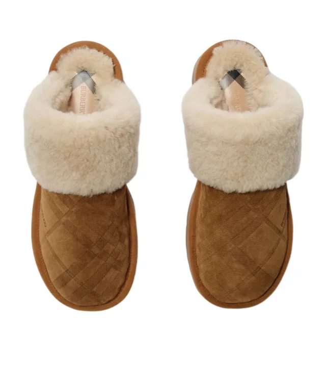 Burberry Check Shearling Flint Slippers, photo 3 of 6 from SENSER