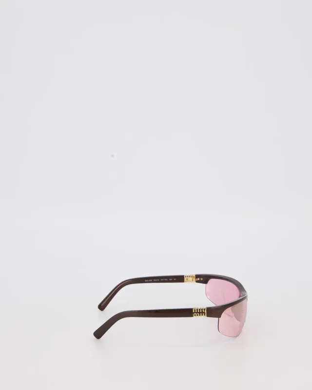 Miu Miu MU A02S Sunglasses with Logo Detail in Pink from Sellier, photo 3 of 3