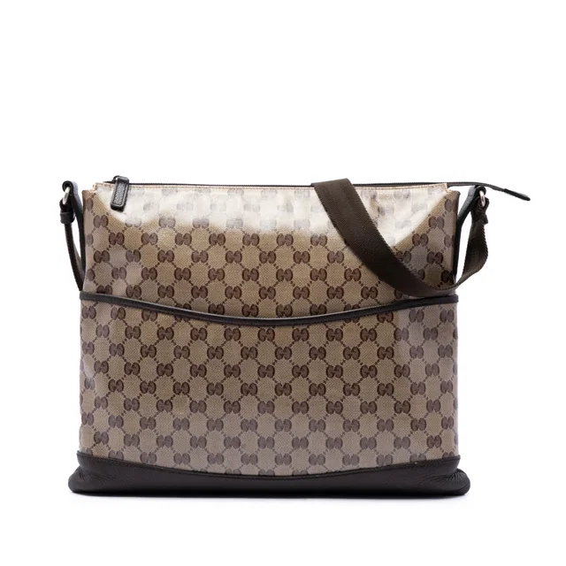 Beige Gucci GG Crystal Crossbody in Beige Coated canvas from Designer Revival
