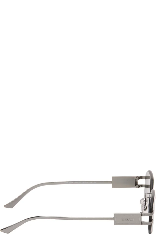 Versace Gunmetal Logo Plaque Sunglasses, photo 2 of 2 from SSENSE