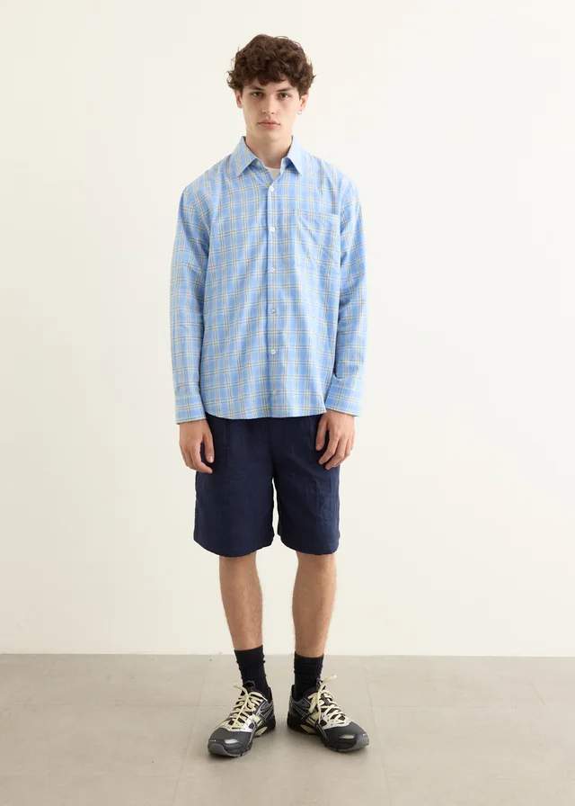 Incu Collection Textured Smokestack Shorts in Blue from Incu, photo 1 of 1