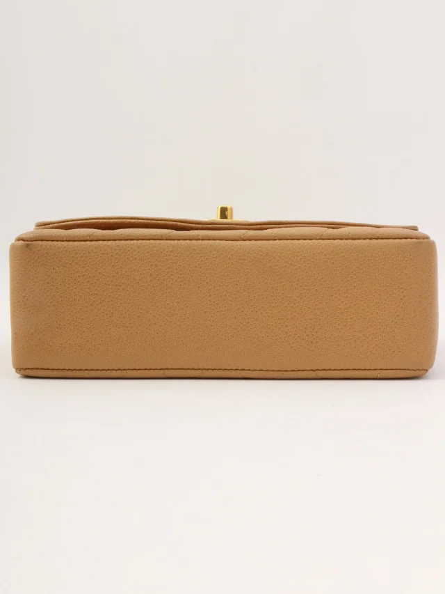 Chanel Circa 1995 Caviar Skin Diana Flap Chain Bag 22cm Beige in Beige Caviar leather from VINTAGE QOO TOKYO, photo 10 of 15