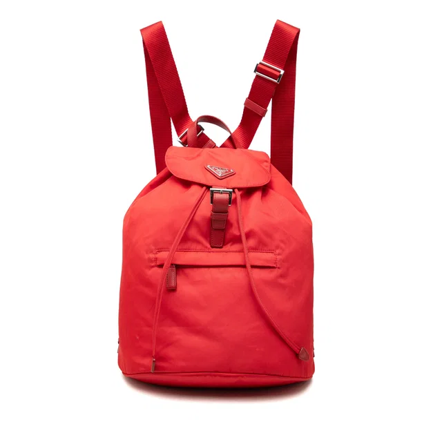 Red Prada Tessuto Backpack in Red Nylon from Designer Revival