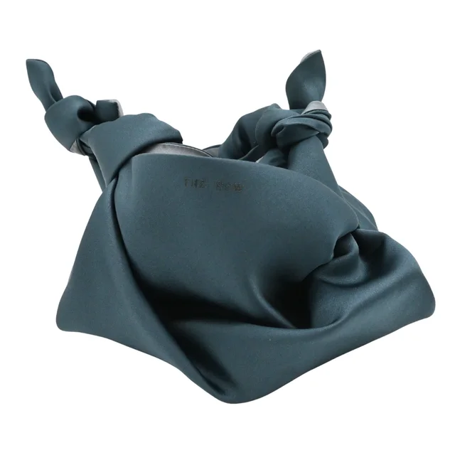 The Row Ascot Dark Teal Satin Top Handle Bag in Blue Satin from Clotheshorse Anonymous