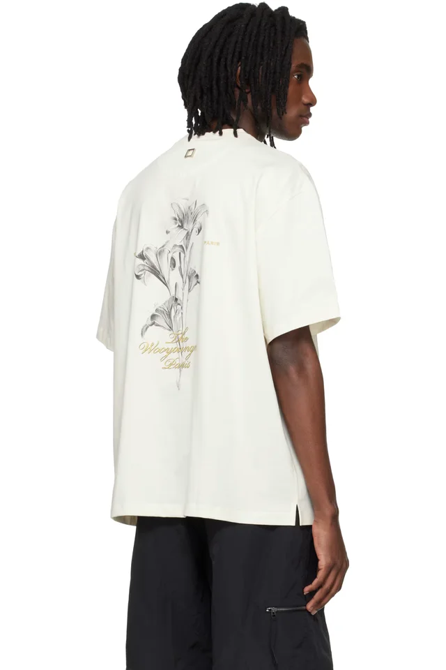 WOOYOUNGMI Off-White Flower Back Logo T-shirt, photo 3 of 4 from SSENSE