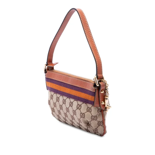 Beige Gucci GG Canvas Web Shoulder Bag in Beige Canvas from Designer Revival, photo 2 of 2