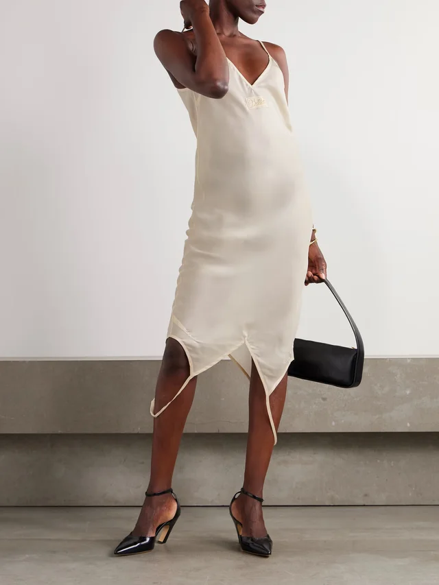 BETTTER Cami appliquéd satin-twill midi dress in White, photo 2 of 2 from NET-A-PORTER (Canada)