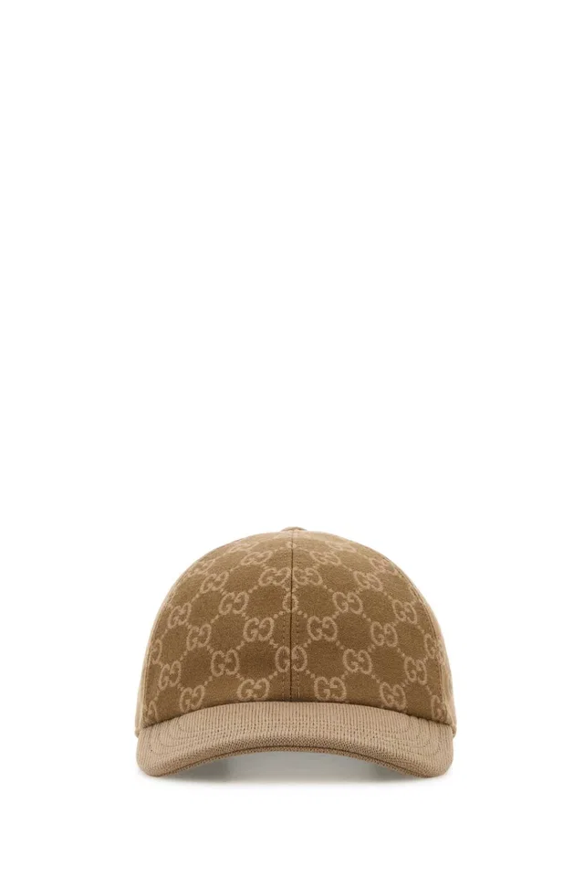 Gucci Hat Gg Embroidered Wool Baseball Cap — Beige T Caps in Beige Wool from HEWI