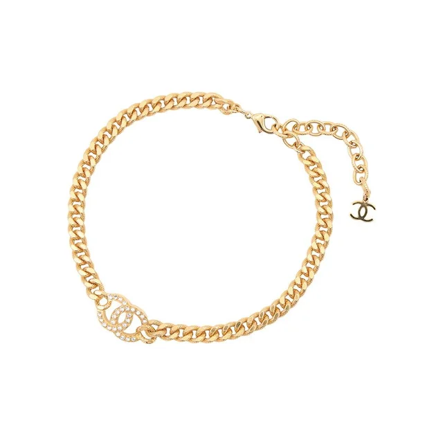 Chanel Necklace CC Logo Rhinestone Choker from The Reluxe