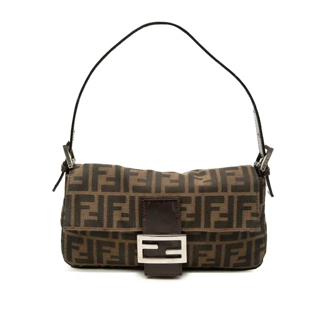Brown Fendi Zucca Canvas Baguette Shoulder Bag in Brown Canvas from Designer Revival