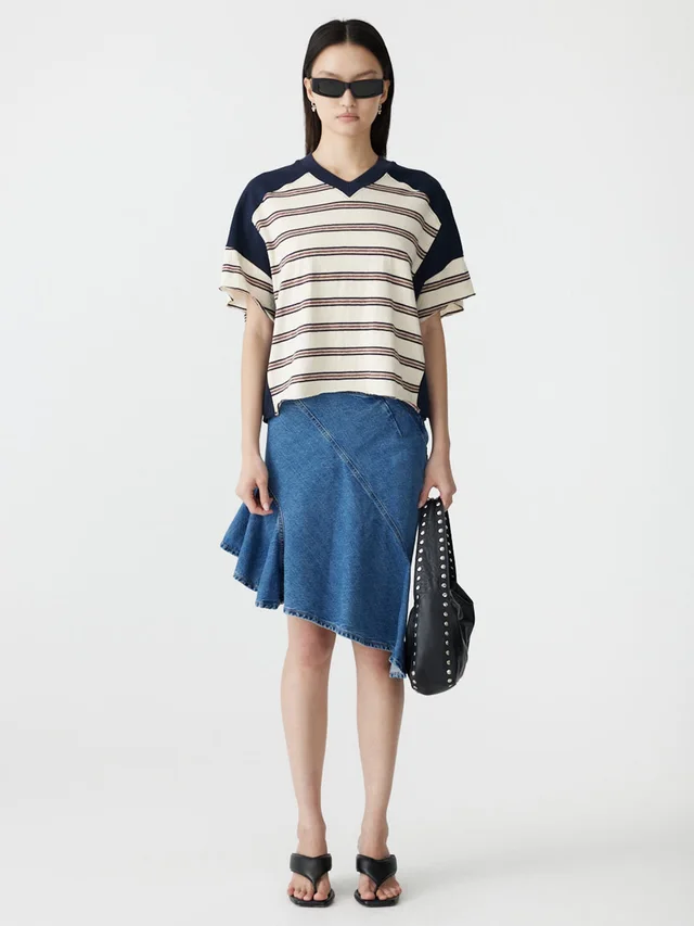 Bassike Stripe Contrast Raw V-Neck Tank from bassike, photo 1 of 1