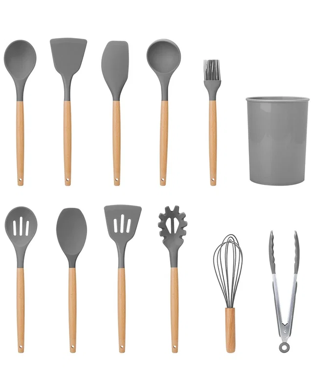 Fresh Fab Finds 11pc Silicone Utensil Set with Heat-Resistant Wooden Handle, image 1 of 1 from Rue La La