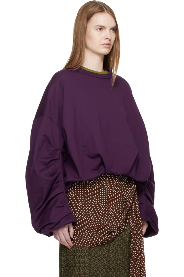 Dries Van Noten Purple Draped Sweatshirt, photo 2 of 4 from SSENSE